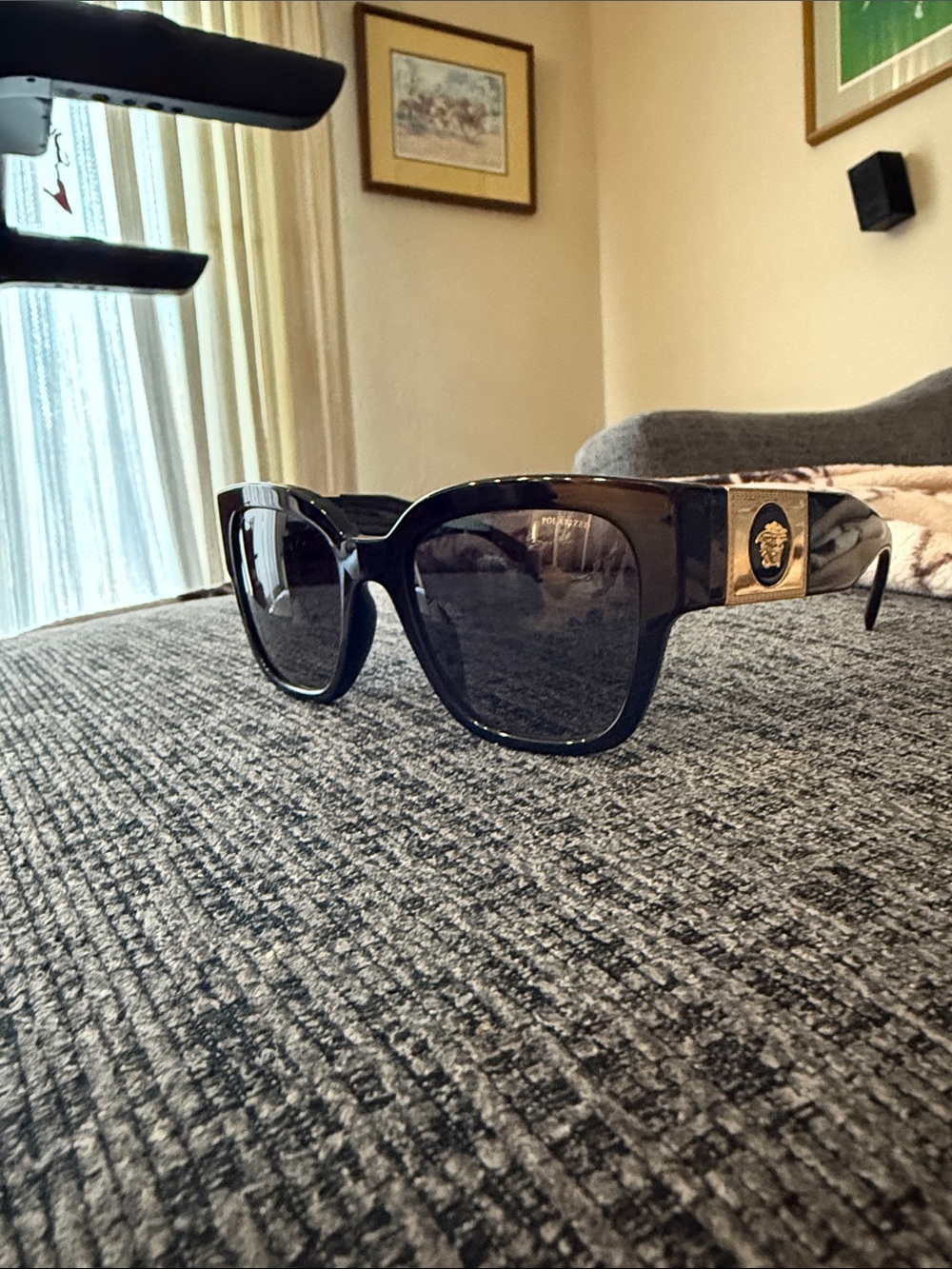 Versace Black Women's Square Oversized Sunglasses with Dark Lenses - Picture 7 of 10